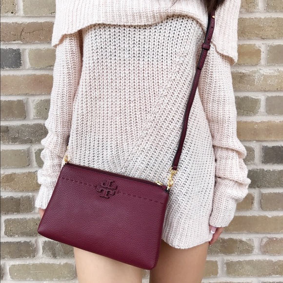 Tory Burch Handbags - NWT Tory Burch McGraw Small Crossbody Burgundy
